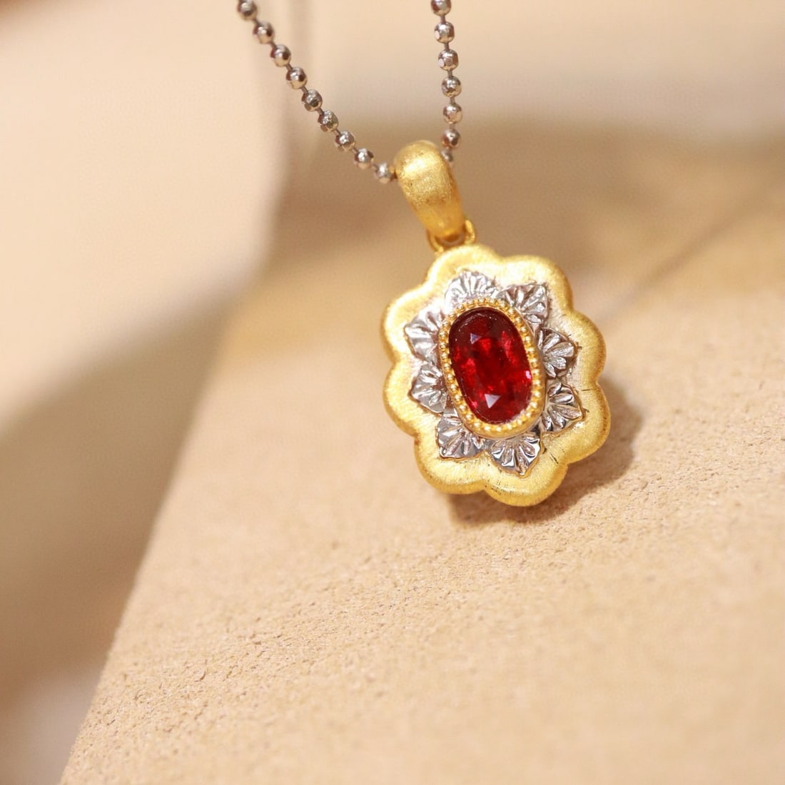 14k Gold 0.51 Ct Natural Ruby Pendant( Without Chain ) - 4