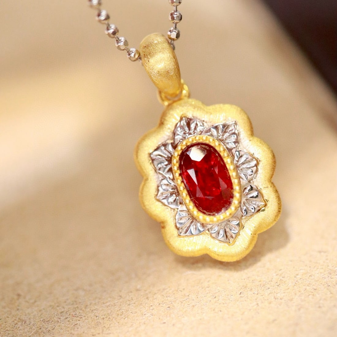14k Gold 0.51 Ct Natural Ruby Pendant( Without Chain ) - 7
