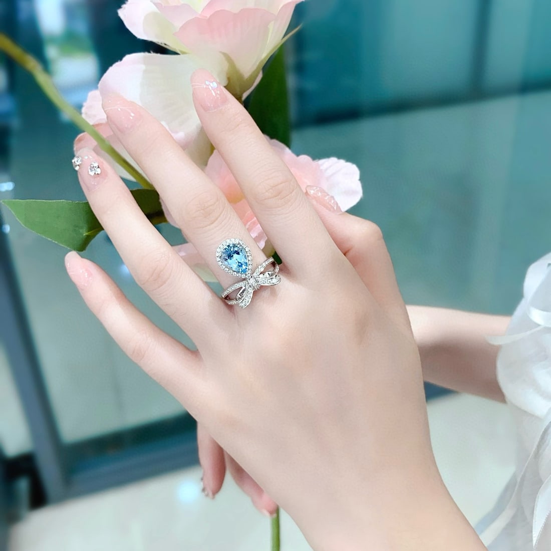 14k Gold 1.93 Ctw Natural Aquamarine & Diamond Ring - 2