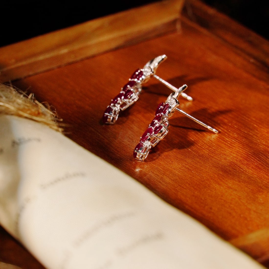 14k Gold 2.92 Ctw Natural Ruby & Diamond Earrings - 3