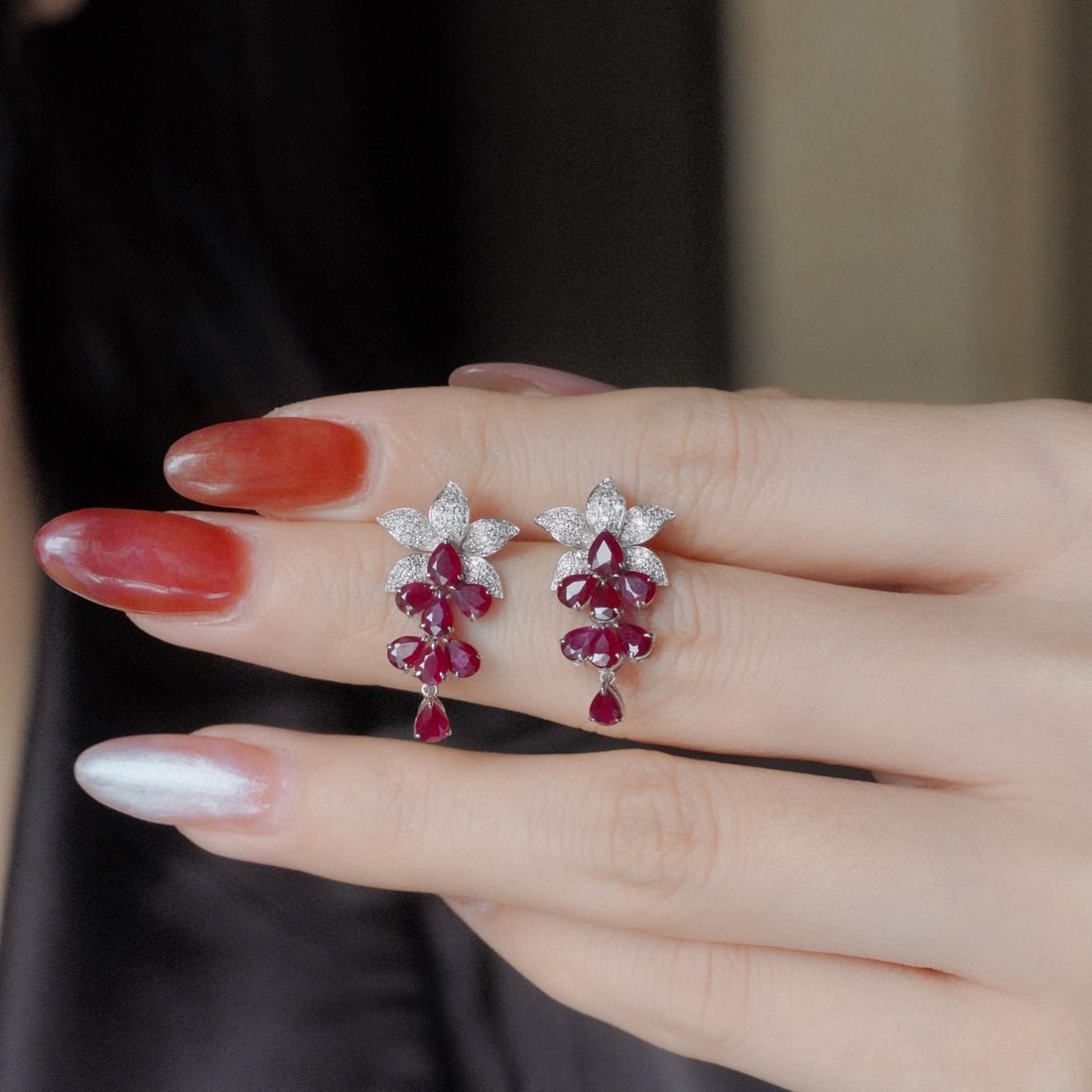 14k Gold 2.92 Ctw Natural Ruby & Diamond Earrings - 6