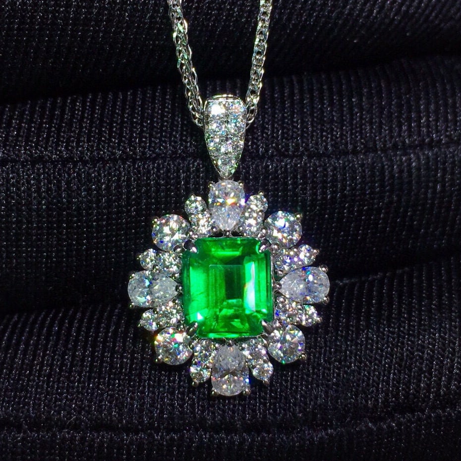 14k Gold 1.18 Ct Vivid Green Natural Emerald & Diamond Ring/pendant( Without Chain ) - 3