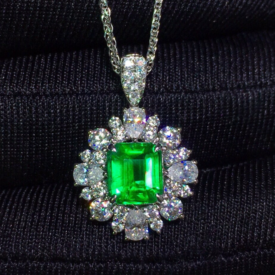 14k Gold 1.18 Ct Vivid Green Natural Emerald & Diamond Ring/pendant( Without Chain ) - 5