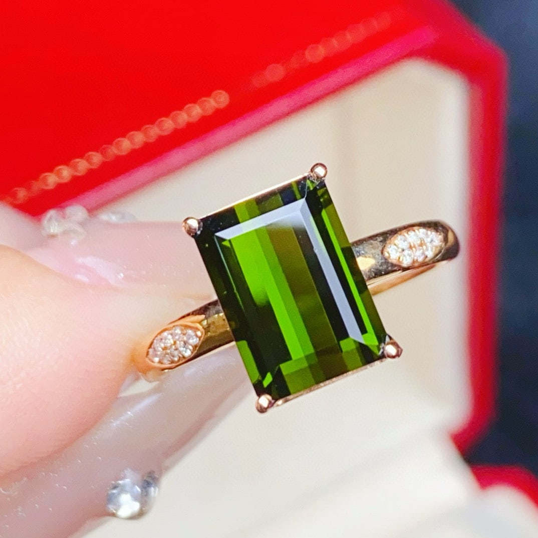 14k Gold 3.35 Ctw Natural Tourmaline & Diamond Ring - 2