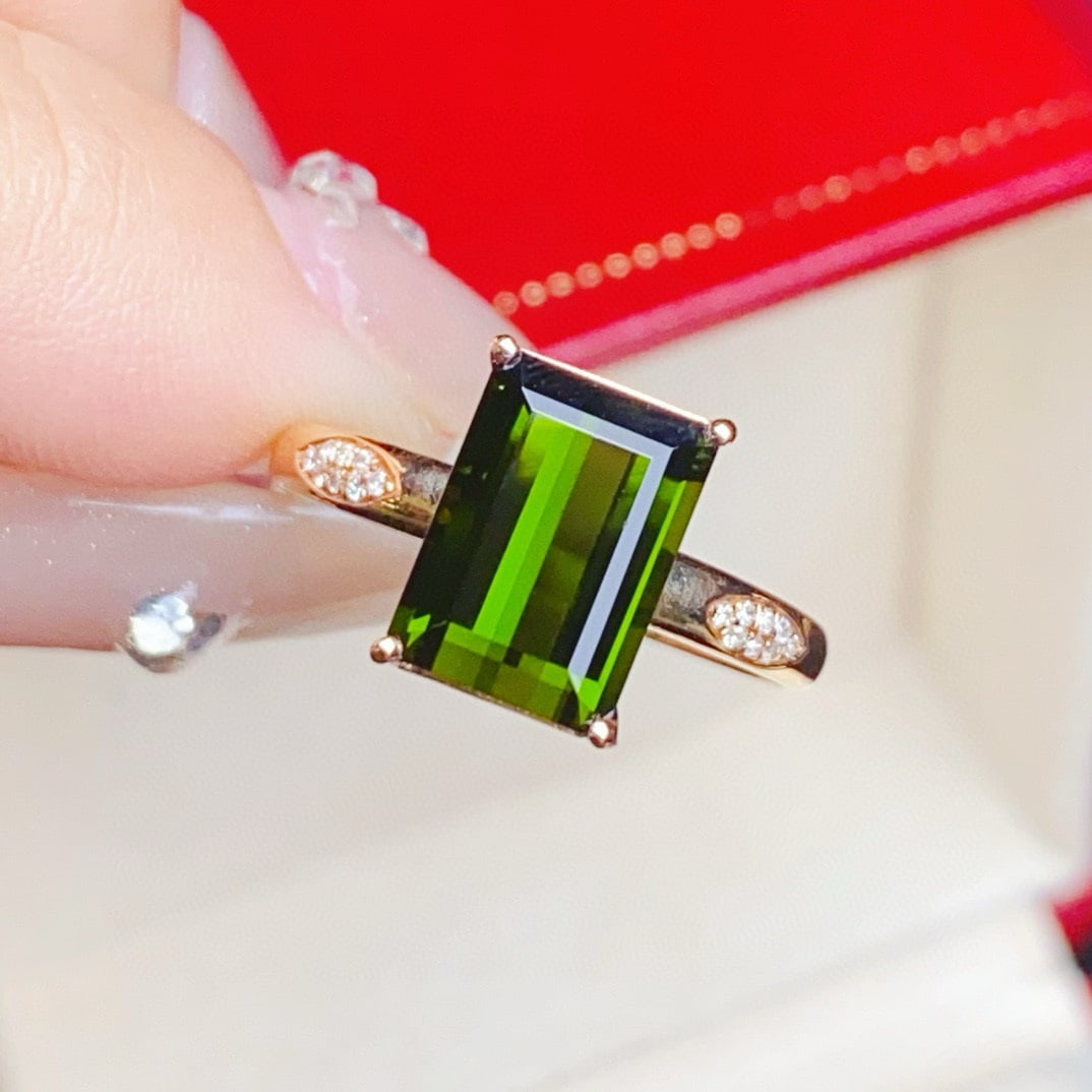 14k Gold 3.35 Ctw Natural Tourmaline & Diamond Ring - 4