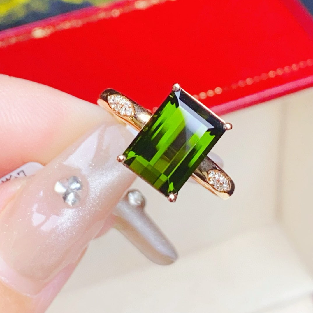 14k Gold 3.35 Ctw Natural Tourmaline & Diamond Ring - 5