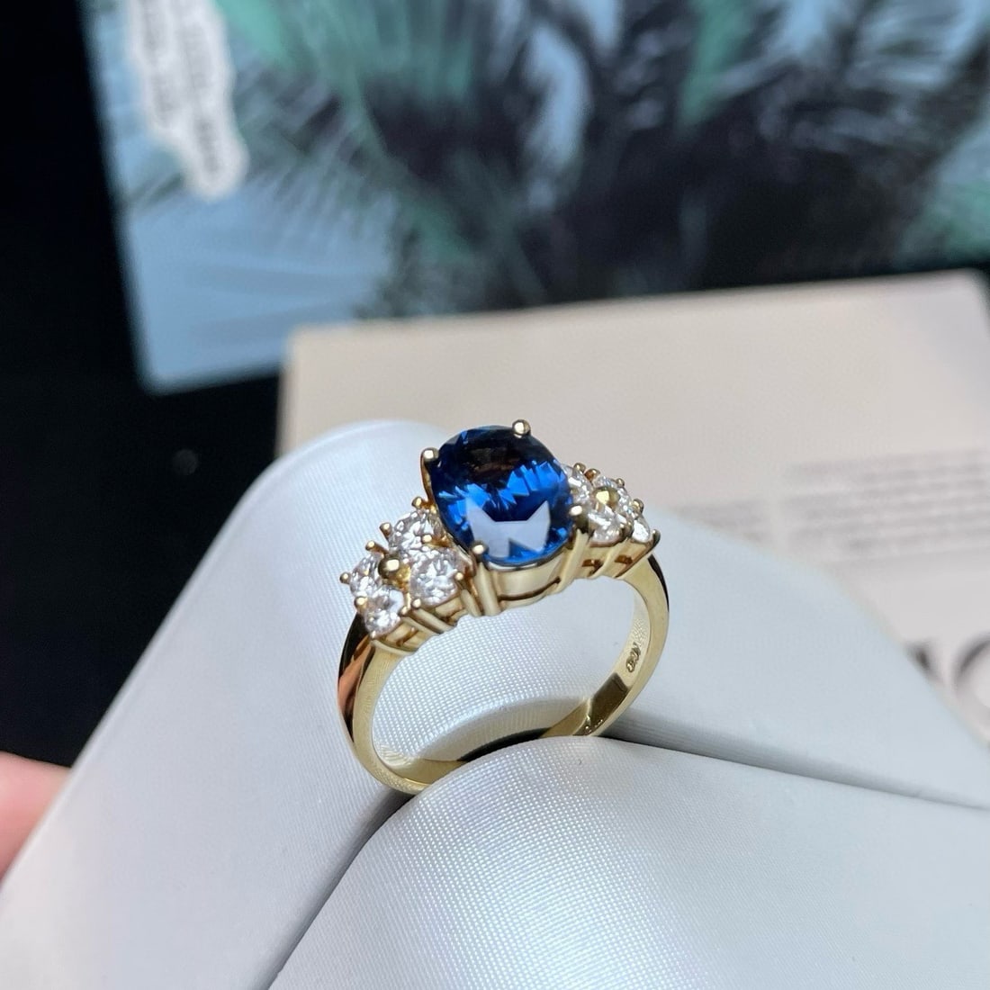 14k Gold 3.16 Ctw Natural Sapphire & Diamond Ring - 2