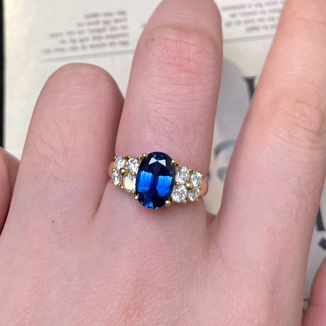 14k Gold 3.16 Ctw Natural Sapphire & Diamond Ring - 3