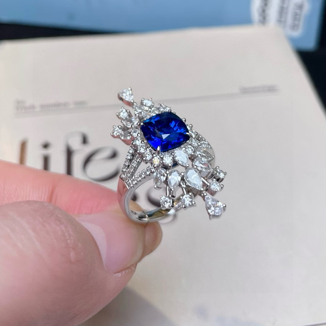 14k Gold 4.18 Ctw Natural Sapphire & Diamond Ring - 2