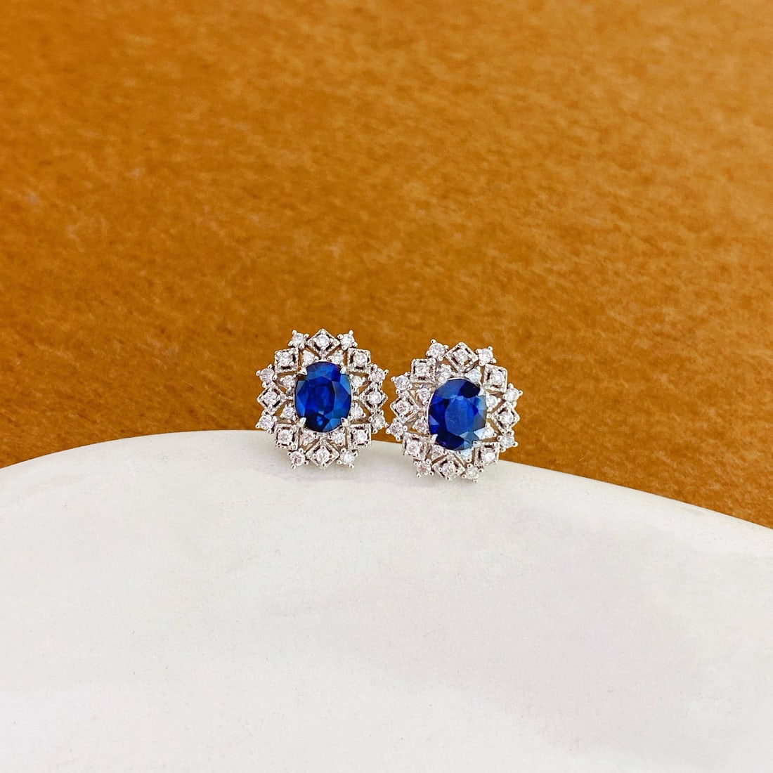 14k Gold 1.45 Ctw Natural Sapphire & Diamond Earrings - 4