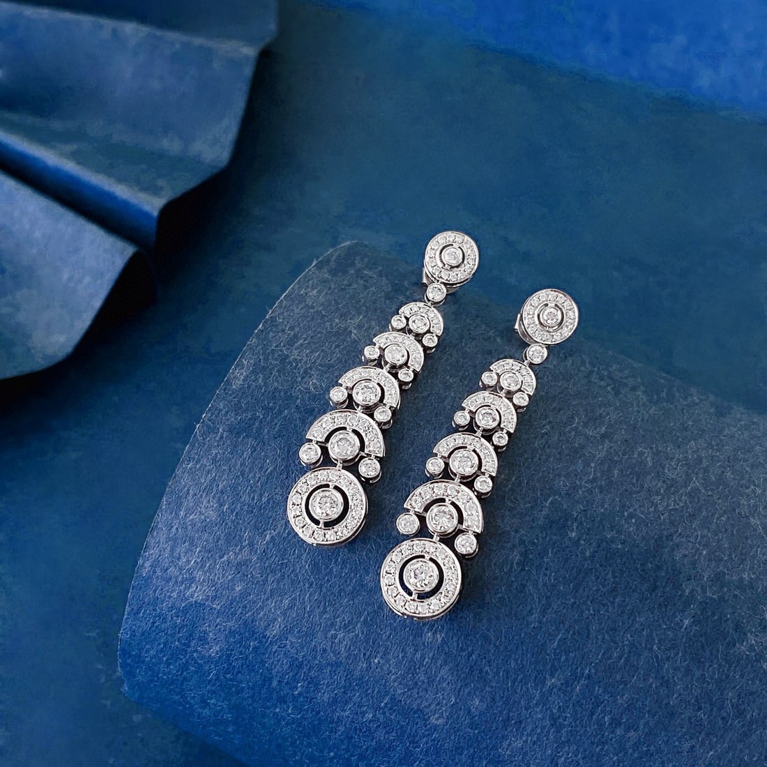 14k Gold 1 Ct Natural H Diamond & Art Deco Earrings - 7