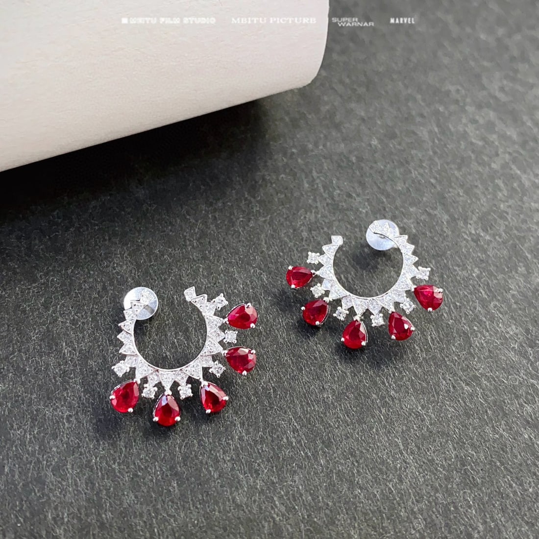 14k Gold 2.3 Ctw Vivid Red Natural Ruby & Diamond Earrings - 5