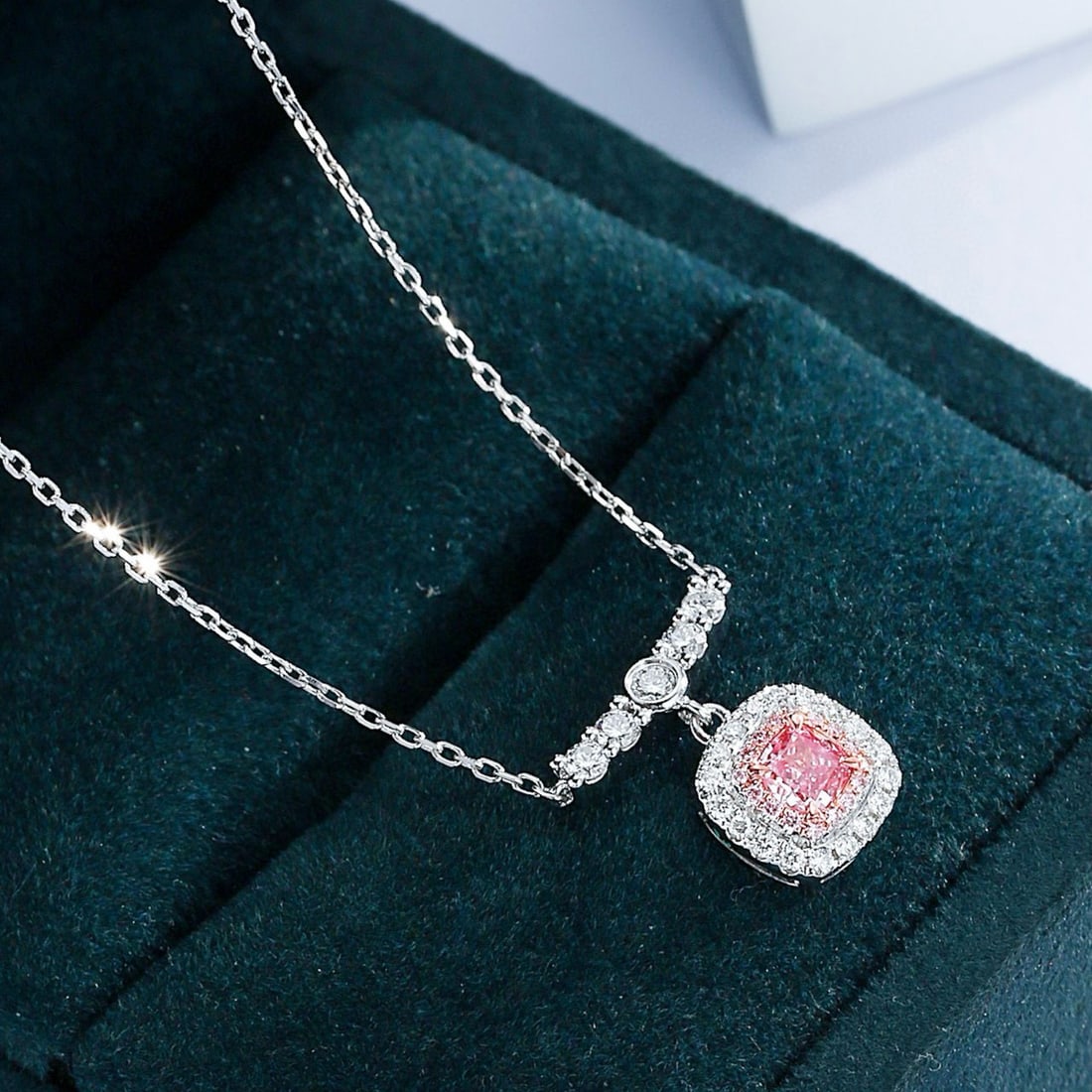 14k Gold 0.64 Ctw Natural Pink Diamond & Diamond Necklace - 2