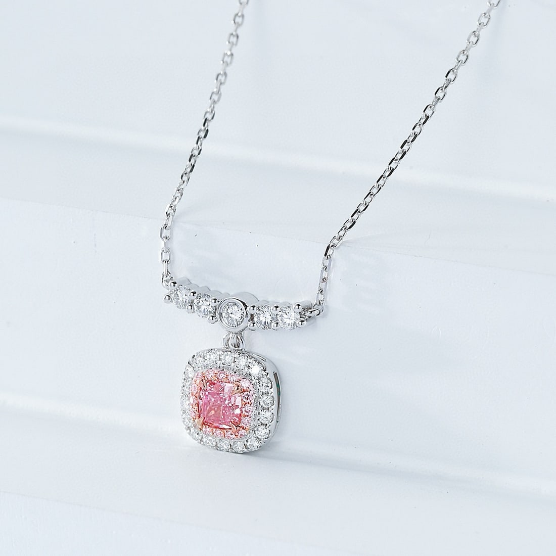 14k Gold 0.64 Ctw Natural Pink Diamond & Diamond Necklace - 3