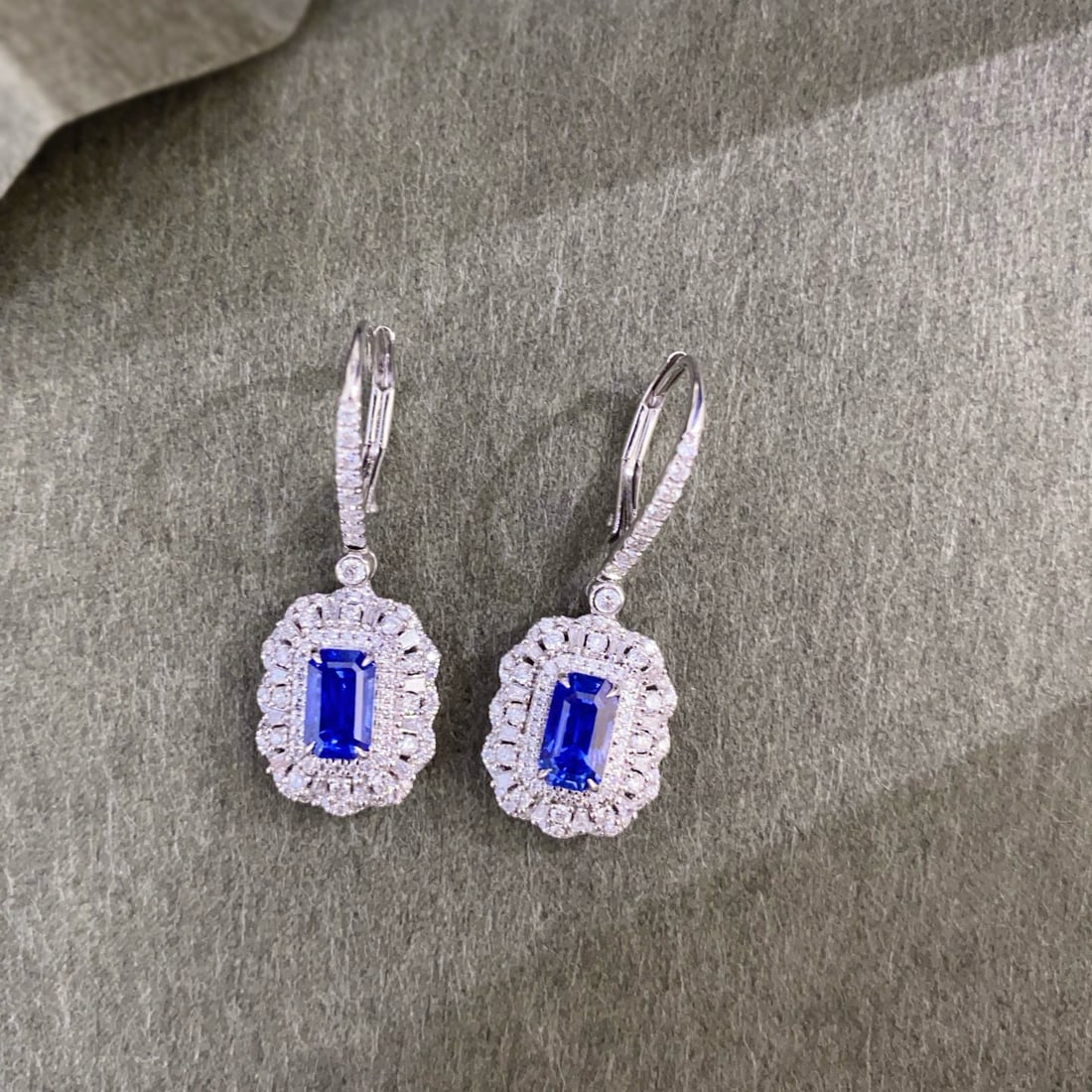 14k Gold 3.00 Ctw Natural Sapphire & Diamond Earrings - 6