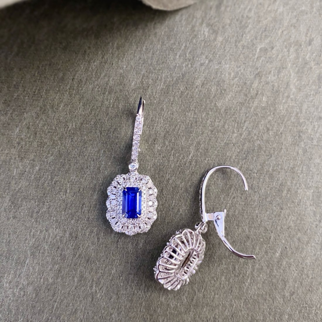 14k Gold 3.00 Ctw Natural Sapphire & Diamond Earrings - 7