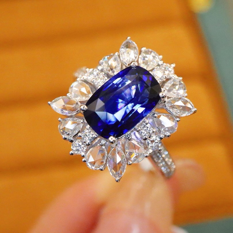 14k Gold 3.26 Ctw Natural Sapphire & Diamond Ring - 3