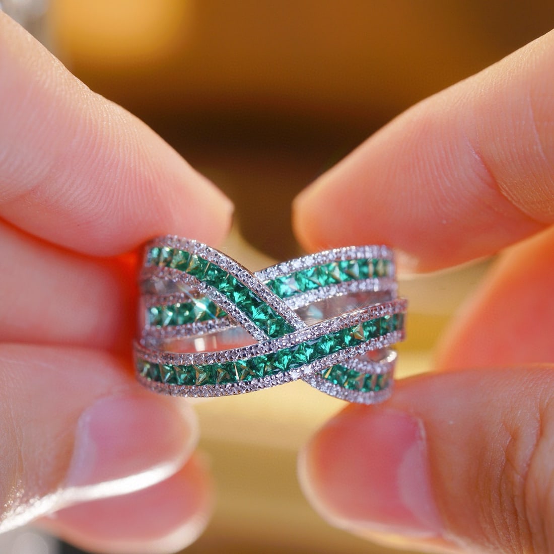 14k Gold 1.9 Ctw Vivid Green Natural Emerald & Diamond Ring - 2