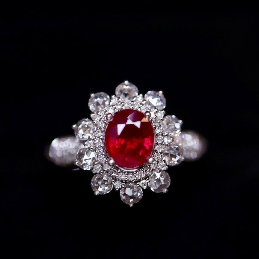 14k Gold 0.82 Ct Vivid Red Natural Ruby & Diamond Ring (1 of 7)