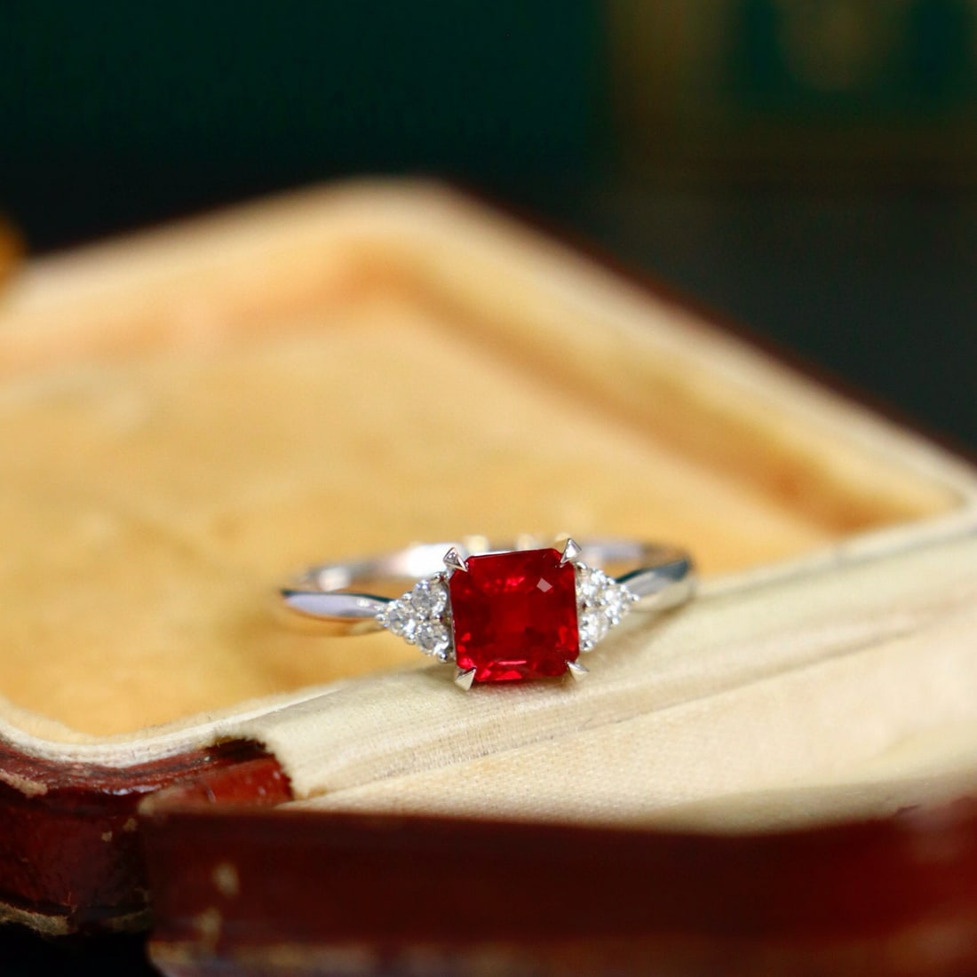14k Gold 1.53 Ctw Natural Ruby & Diamond Ring: Ref:230938129 // gold content:14k gold // ring size:7. 25us // // main gemstone:ruby // shape:octagonal // carat weight:1. 43ct // color:pigeonblood red // treatment:natural // // adjacent