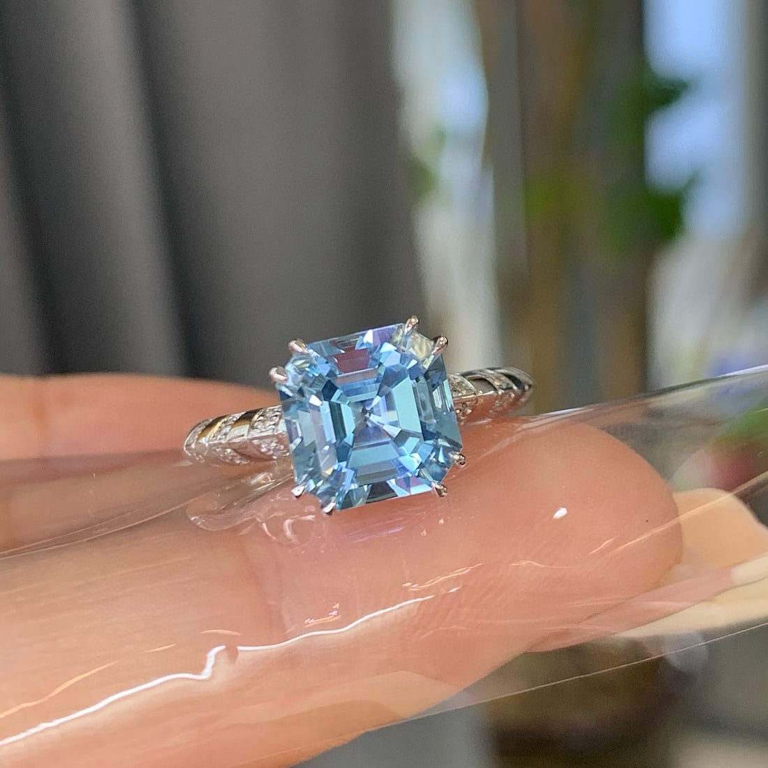 14k Gold 2.99 Ctw Natural Aquamarine & Diamond Ring - 2