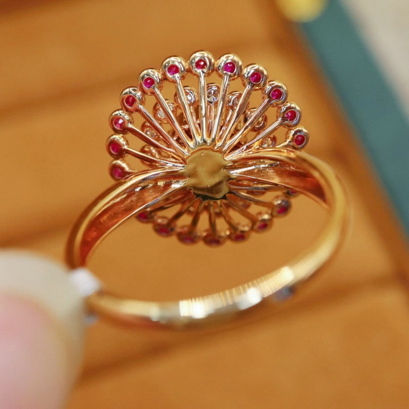 14k Gold 0.80 Ctw Vivid Red Natural Ruby & Ruby Ring - 5