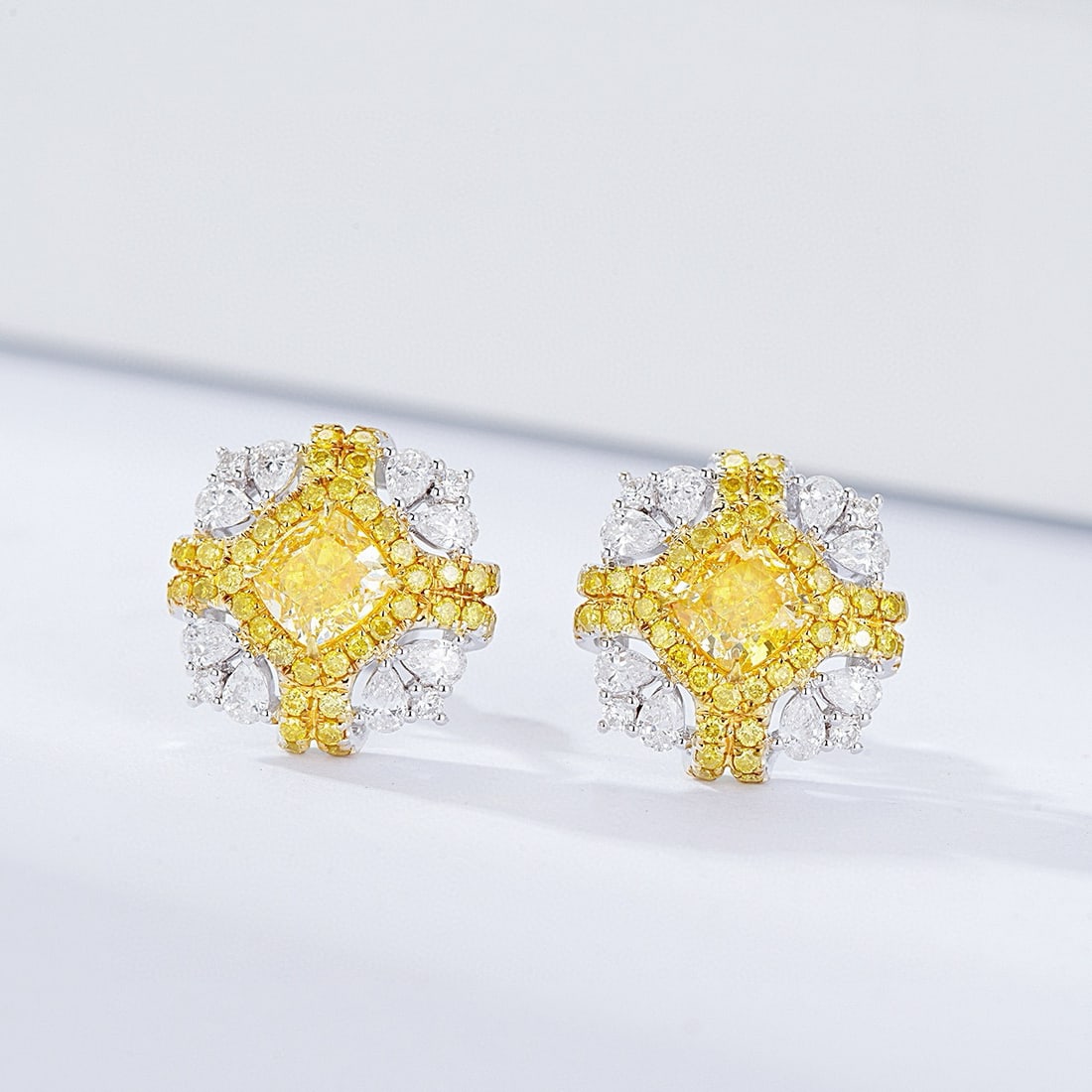 14k Gold 1.85 Ctw Natural Yellow Diamond & Diamond Earrings - 3