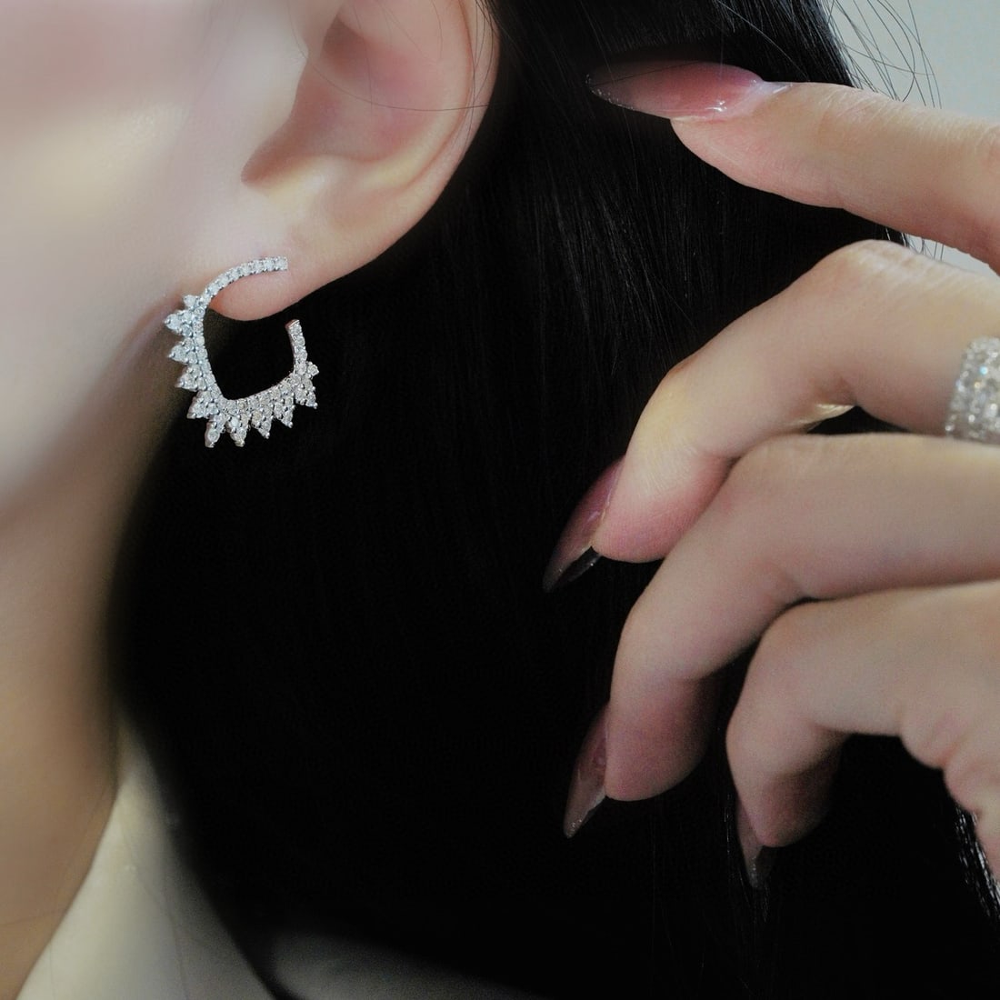 14k Gold 1.5 Ct Natural H Diamond Earrings - 4