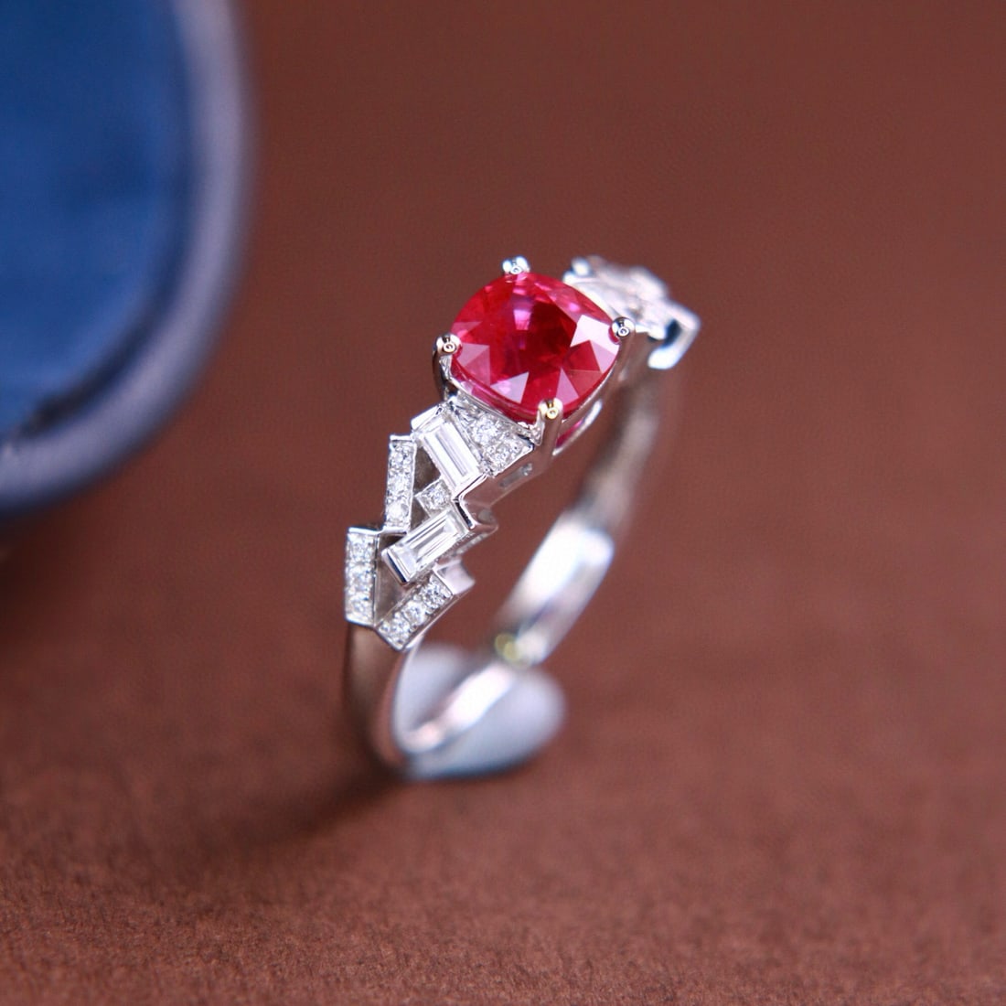 14k Gold 1.47 Ctw Intense Red Natural Ruby & Diamond Ring - 7