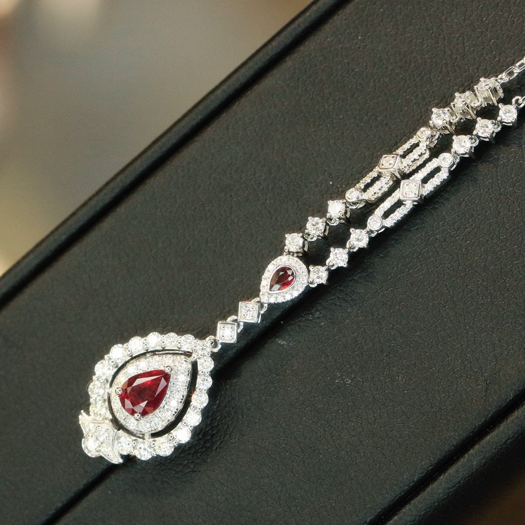 14k Gold 2.91 Ctw Natural Ruby & Diamond Jewelry Set - 5