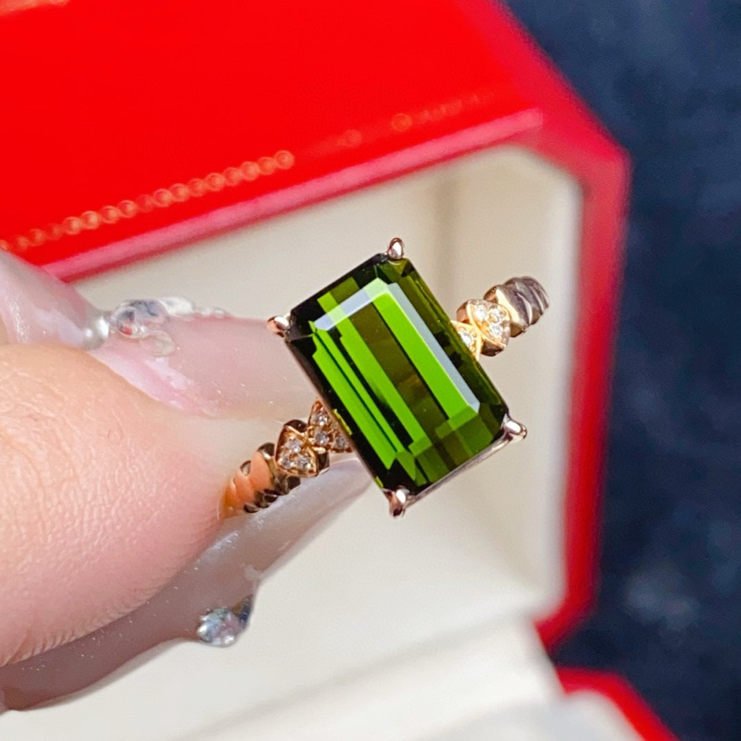 14k Gold 3.54 Ctw Natural Tourmaline & Diamond Ring - 2