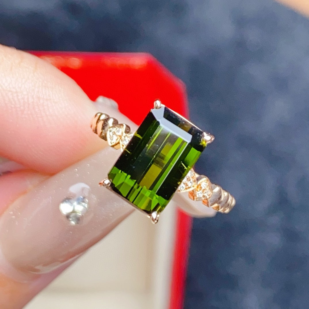 14k Gold 3.54 Ctw Natural Tourmaline & Diamond Ring - 5