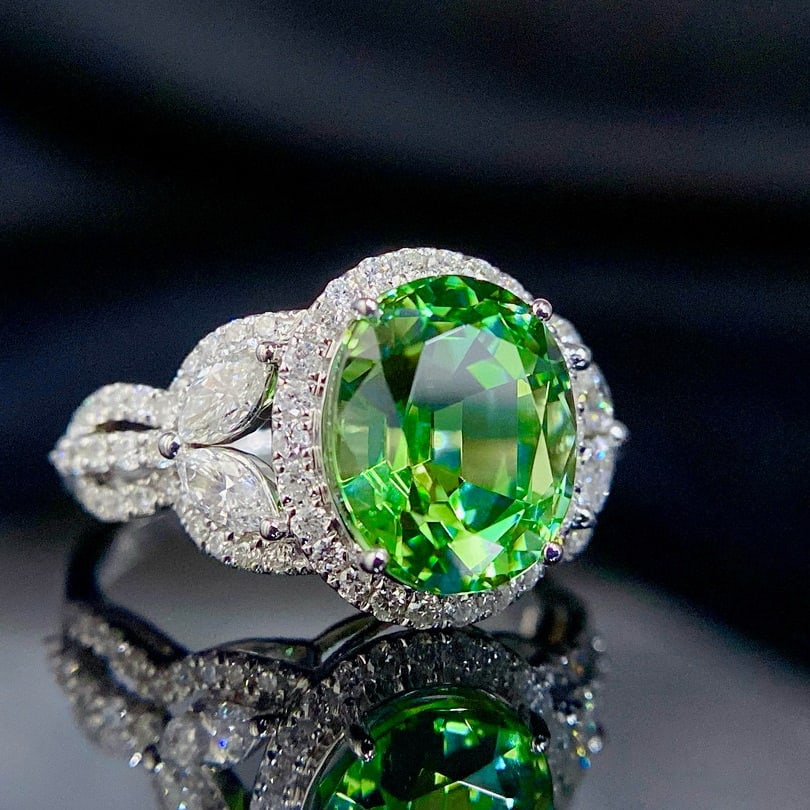 14k Gold 4.59 Ctw Natural Tourmaline & Diamond Ring - 2