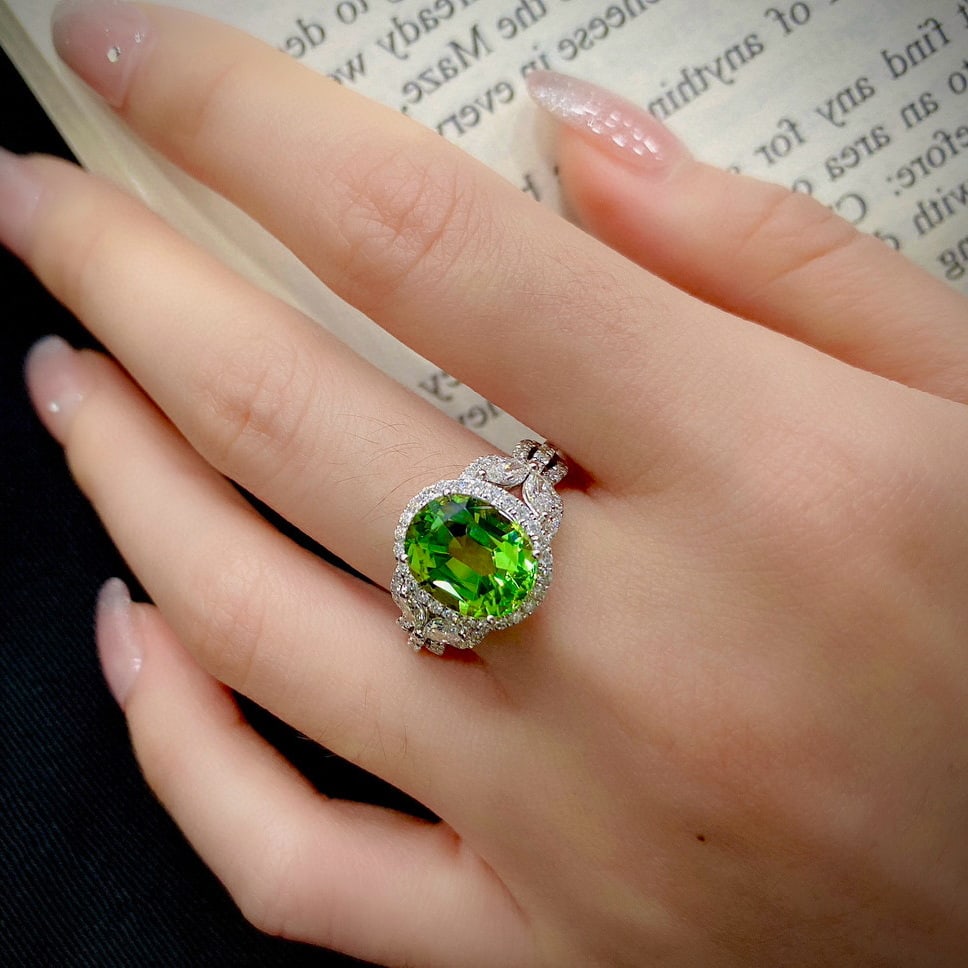 14k Gold 4.59 Ctw Natural Tourmaline & Diamond Ring - 4