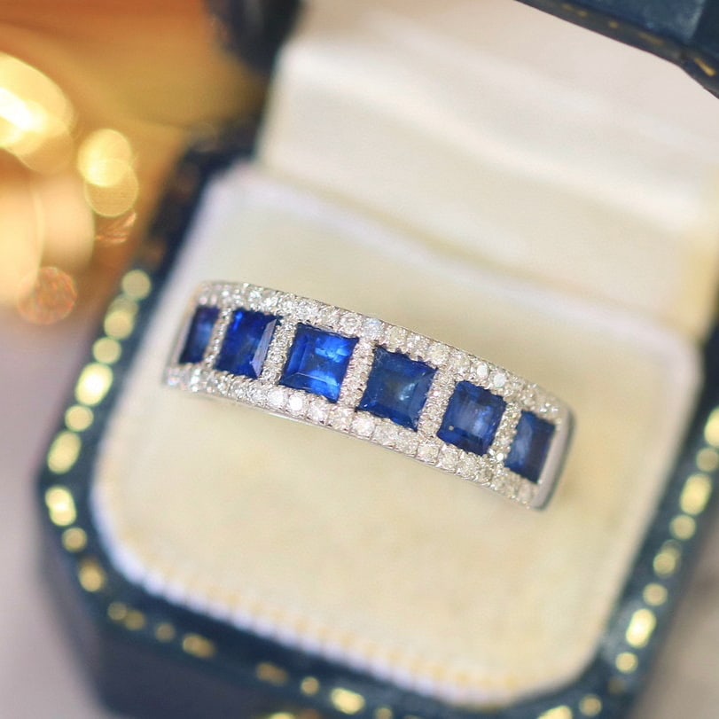 14k Gold 1.80 Ctw Natural Sapphire & Diamond Ring - 2