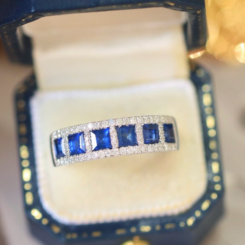 14k Gold 1.80 Ctw Natural Sapphire & Diamond Ring - 3