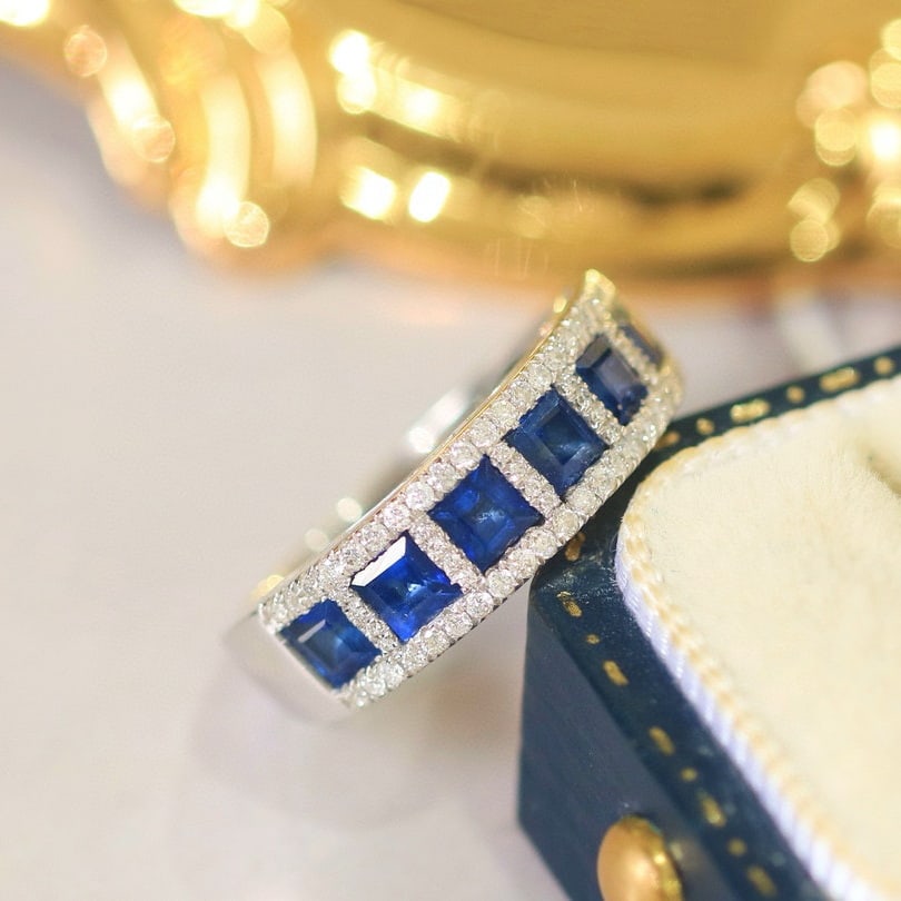 14k Gold 1.80 Ctw Natural Sapphire & Diamond Ring - 4