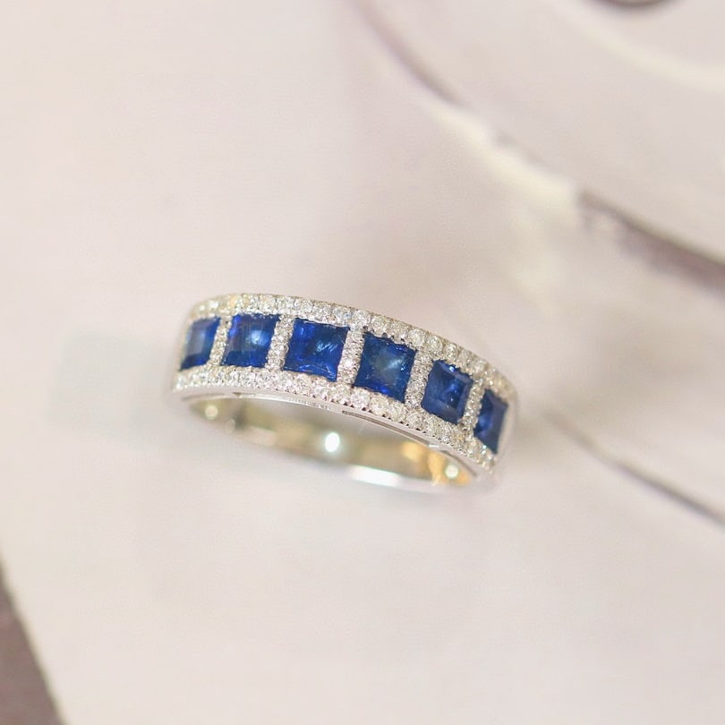 14k Gold 1.80 Ctw Natural Sapphire & Diamond Ring - 5