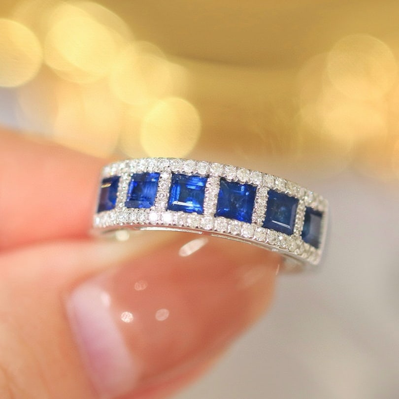 14k Gold 1.80 Ctw Natural Sapphire & Diamond Ring - 6