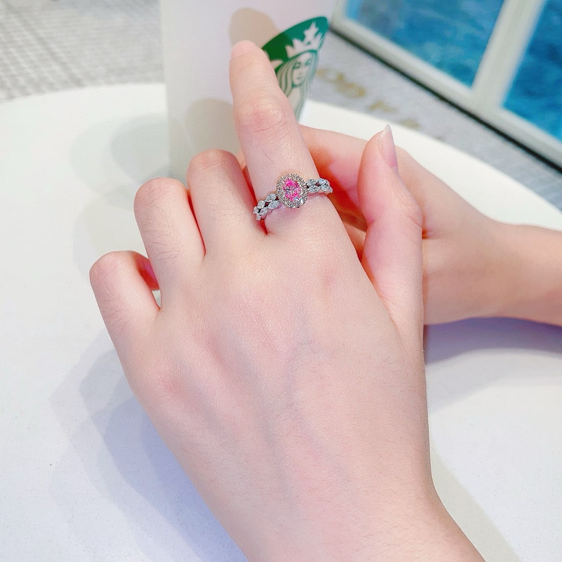 14k Gold 0.57 Ctw Natural Pink Diamond & Diamond Ring - 2