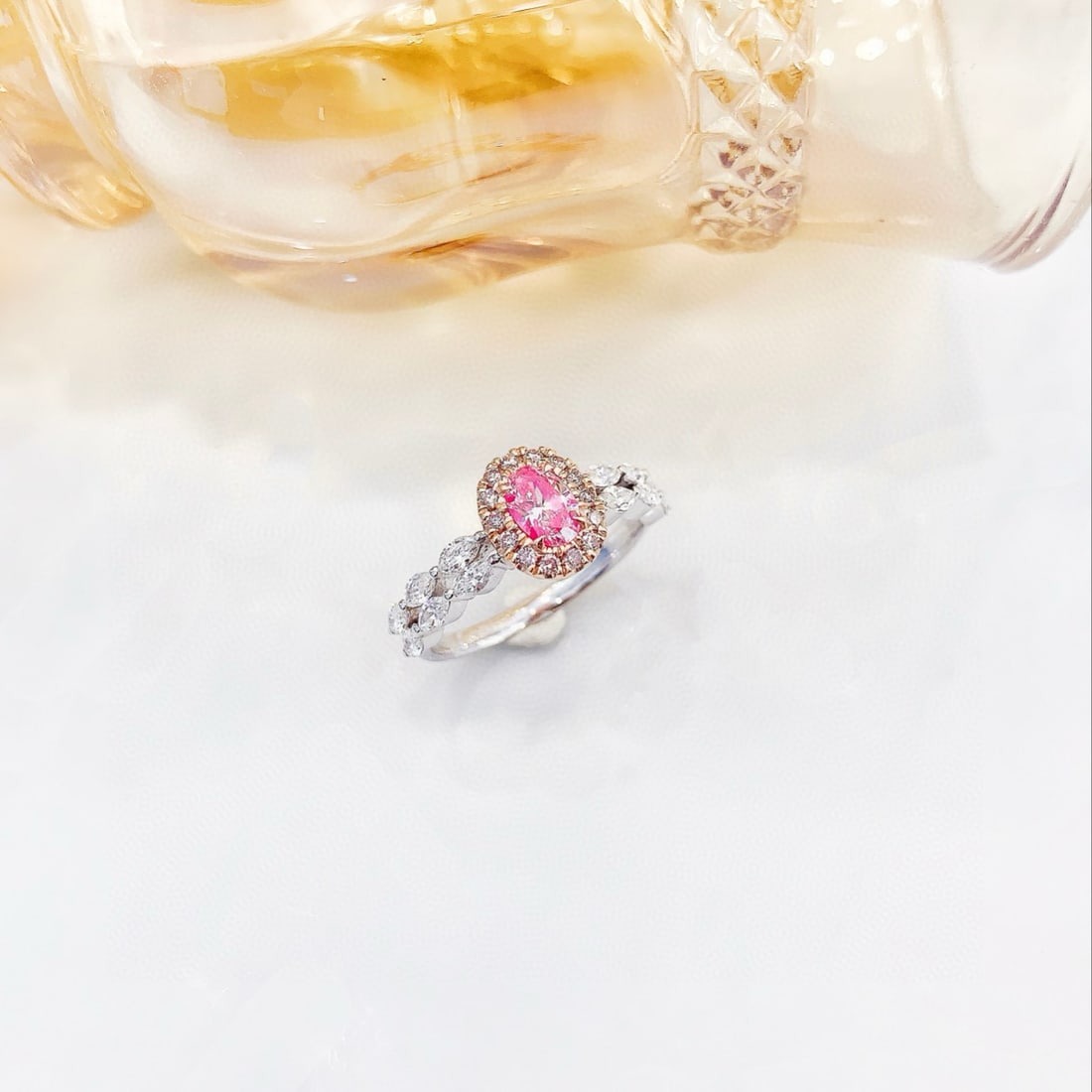 14k Gold 0.57 Ctw Natural Pink Diamond & Diamond Ring - 3