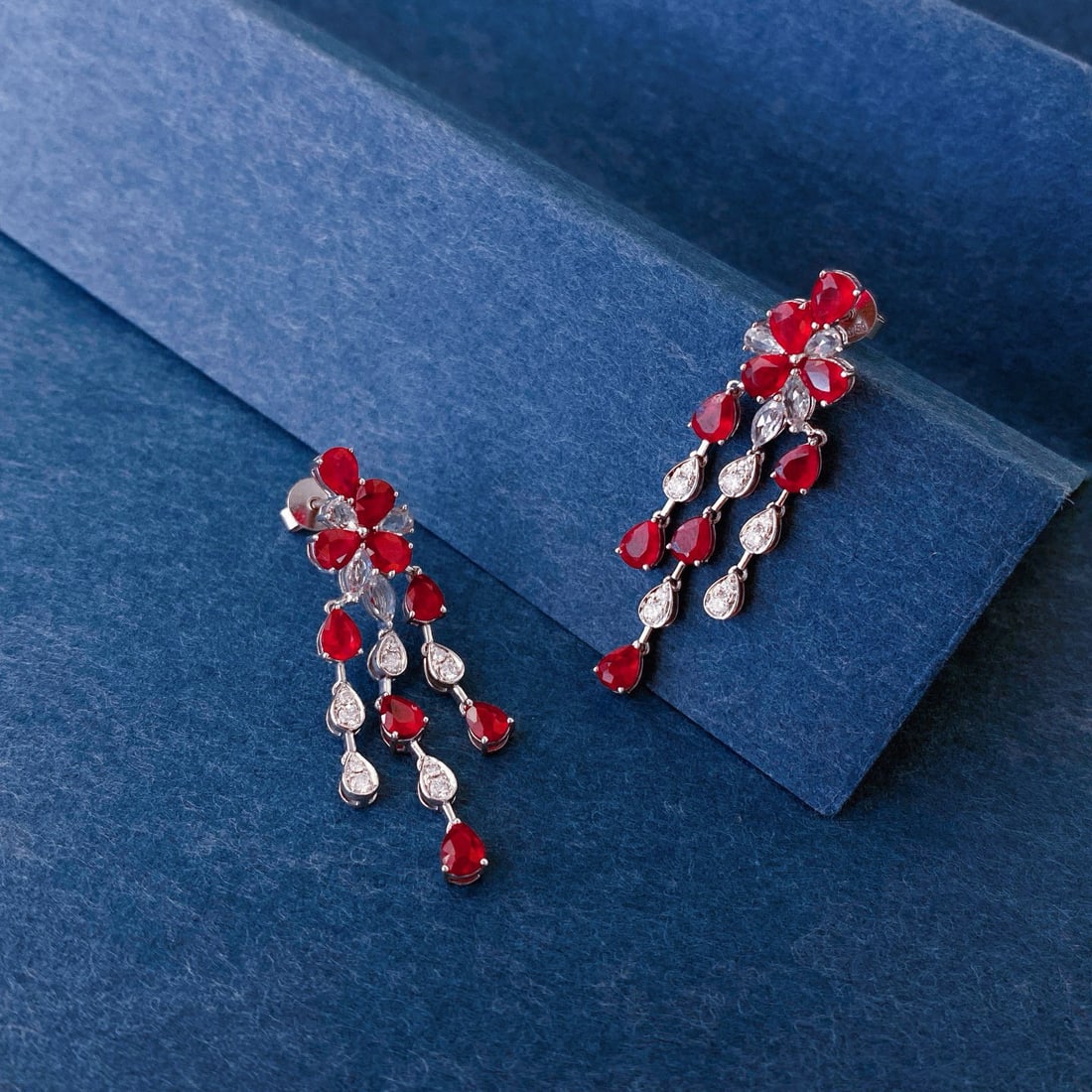 14k Gold 3.93 Ctw Natural Ruby & Diamond Earrings - 2