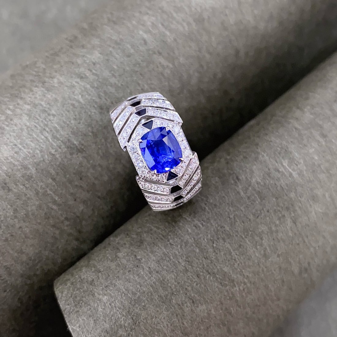 14k Gold 2.22 Ctw Natural Sapphire & Diamond & Men¡¯s Ring - 2