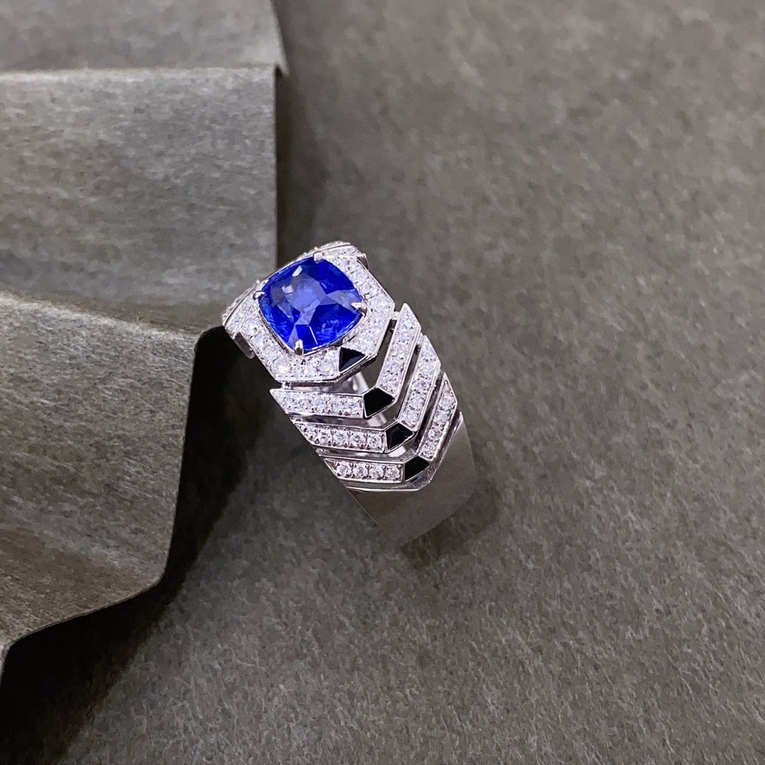 14k Gold 2.22 Ctw Natural Sapphire & Diamond & Men¡¯s Ring - 3