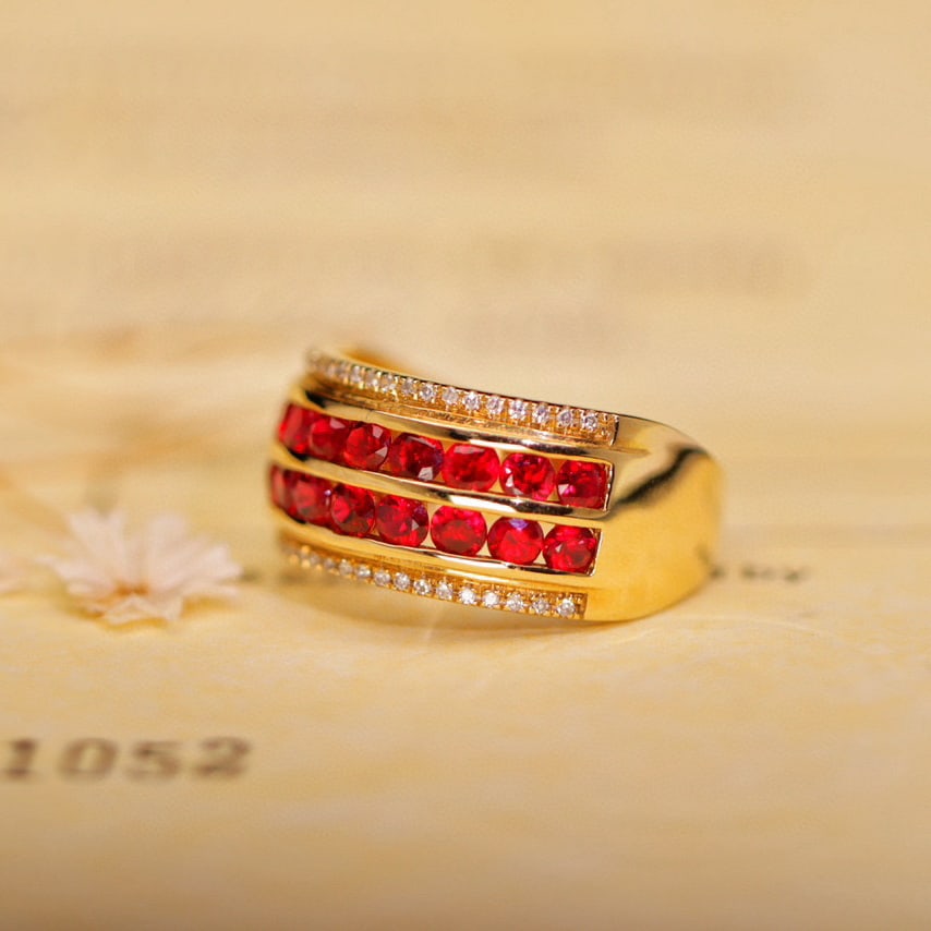 14k Gold 1.88 Ctw Natural Ruby & Diamond Ring - 2