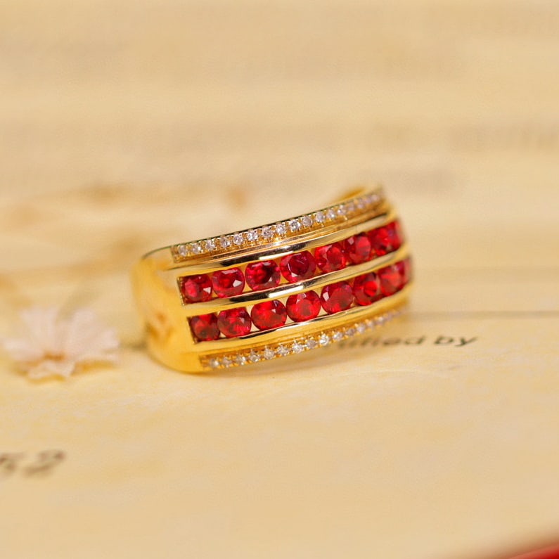 14k Gold 1.88 Ctw Natural Ruby & Diamond Ring - 3