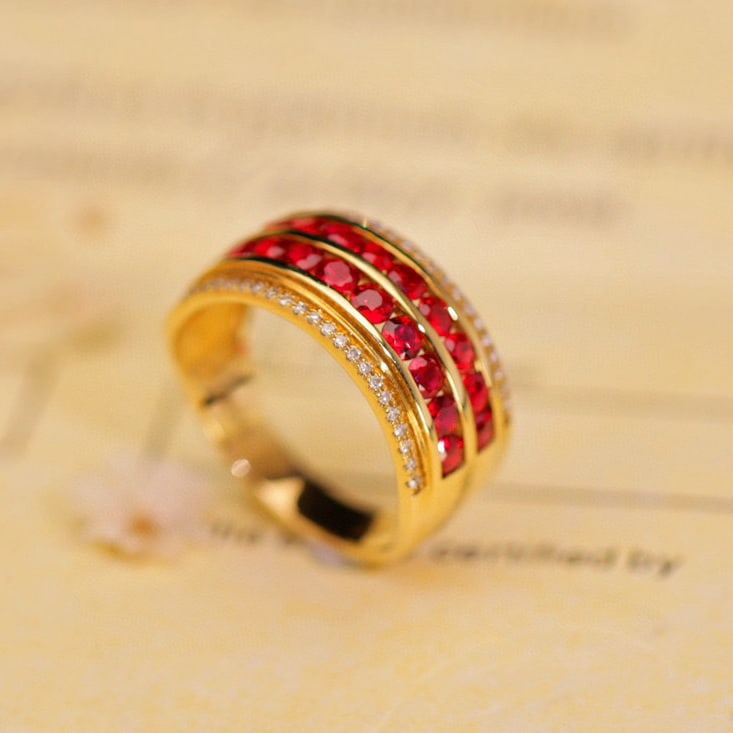 14k Gold 1.88 Ctw Natural Ruby & Diamond Ring - 4