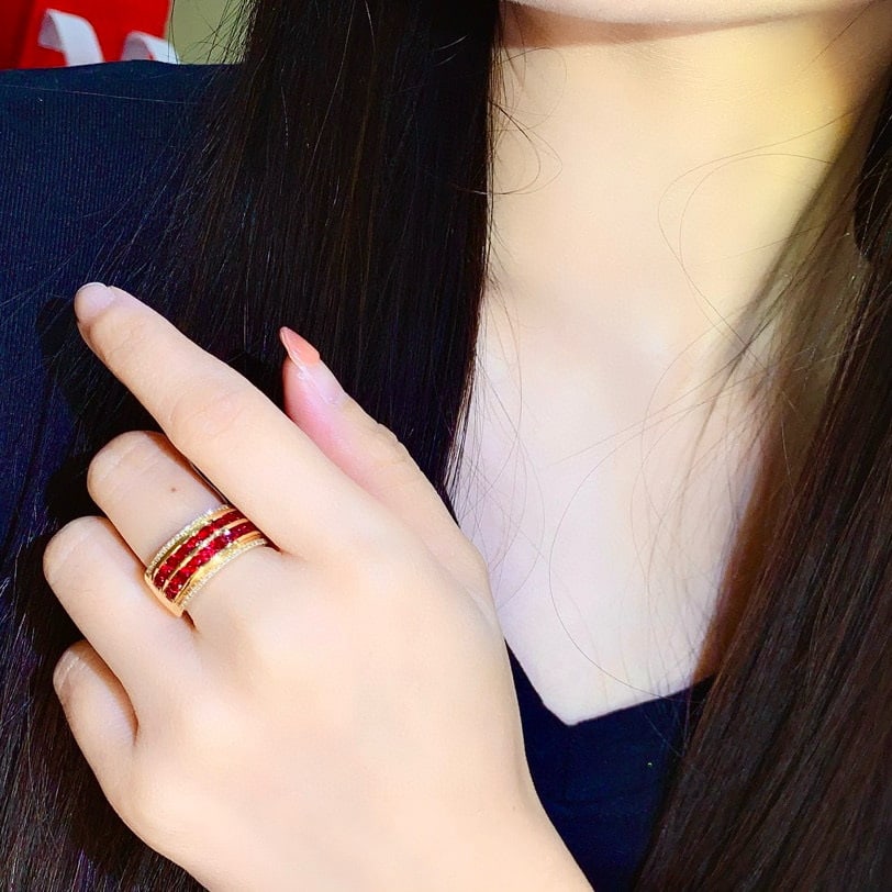 14k Gold 1.88 Ctw Natural Ruby & Diamond Ring - 7