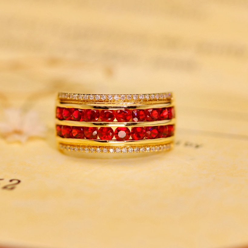 14k Gold 1.88 Ctw Natural Ruby & Diamond Ring - 9