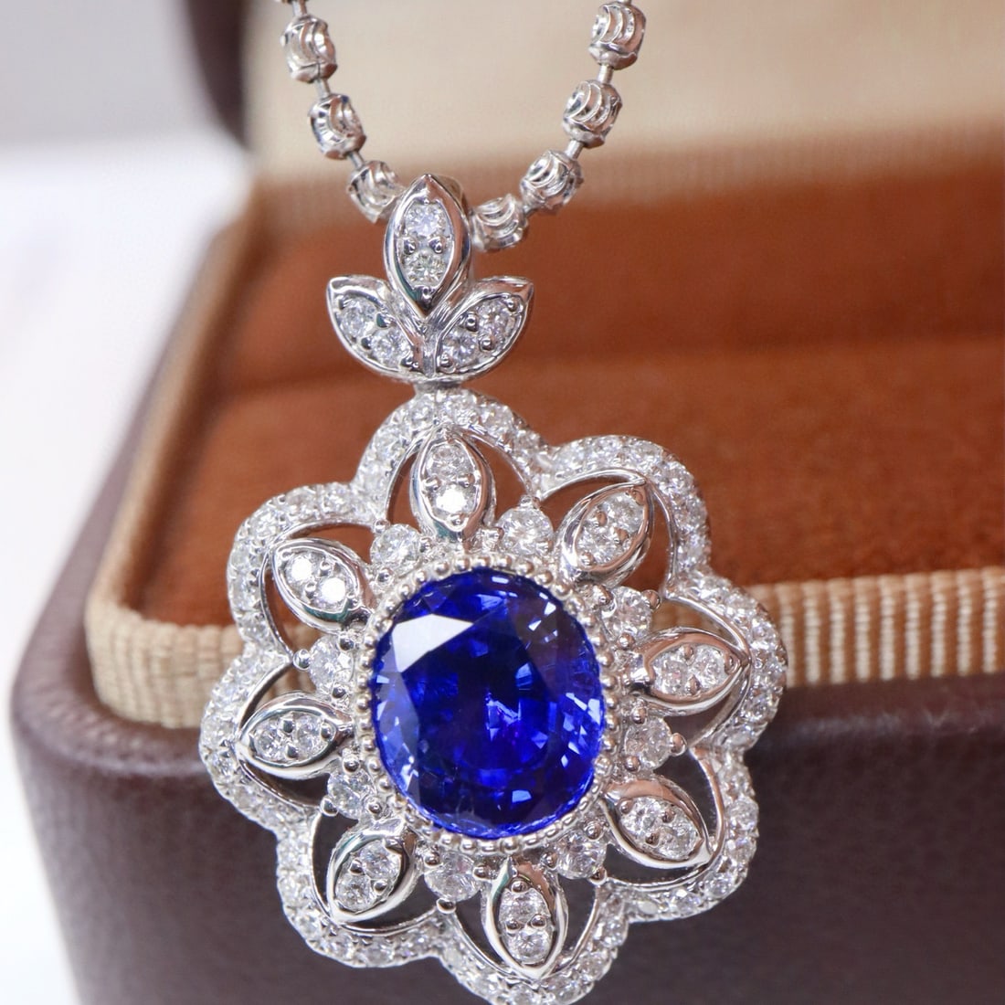 14k Gold 2.36 Ctw Natural Sapphire & Diamond Pendant( Without Chain ) - 3